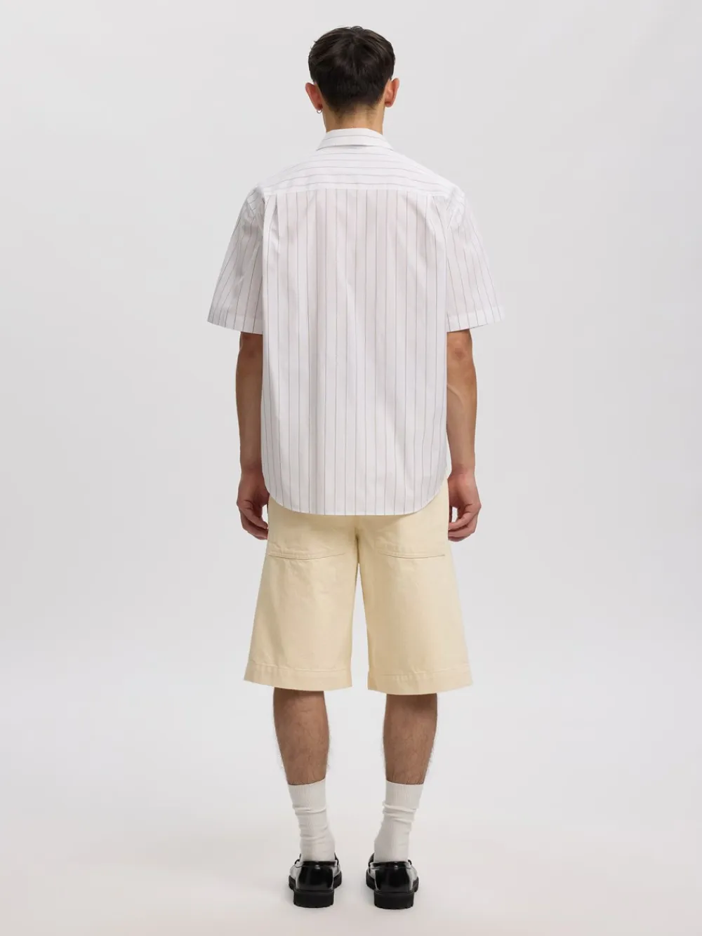 Annarr Trygve Selvedge Denim White Shorts, , XL- Shorts