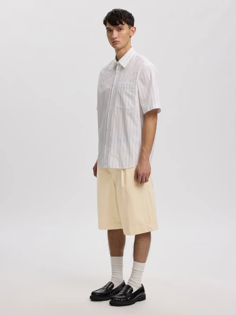 Annarr Trygve Selvedge Denim White Shorts, , XL- Shorts