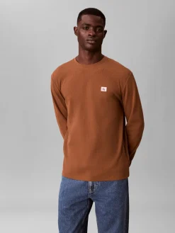 Calvin Klein Waffle Badge Langærmet T-shirt, , L- T-Shirts & Poloer
