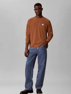 Calvin Klein Waffle Badge Langærmet T-shirt, , L- T-Shirts & Poloer