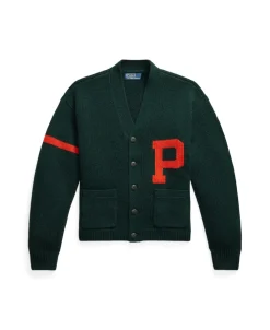 Ralph Lauren Wool V-Neck Letter Cardigan, , L- Cardigans