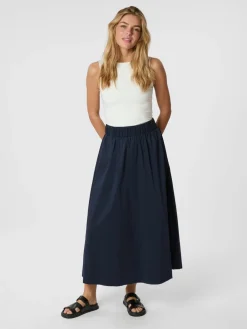 Neo Noir Yara Long Poplin Nederdel, , 36-Dame Nederdele