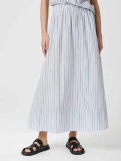 Neo Noir Yara Stripe Poplin Long Nederdel, , 36-Dame Nederdele