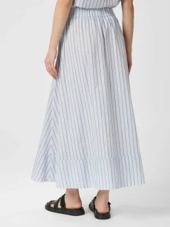 Neo Noir Yara Stripe Poplin Long Nederdel, , 36-Dame Nederdele