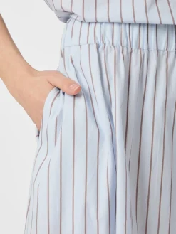 Neo Noir Yara Stripe Poplin Long Nederdel, , 36-Dame Nederdele